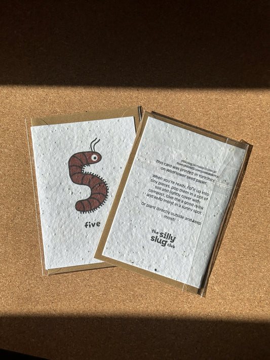 Marvellous Millipede 5th Birthday Card | wild flower paper