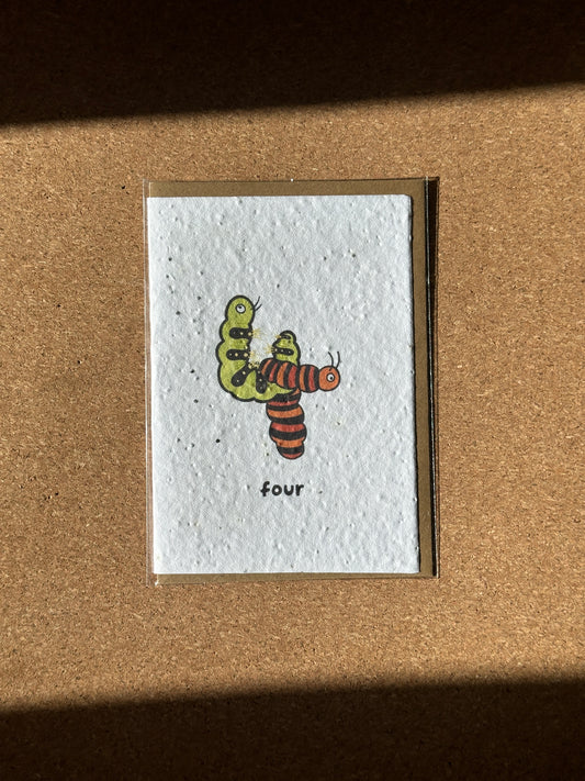 Cool Caterpillar 4th Birthday Card | wild flower paper