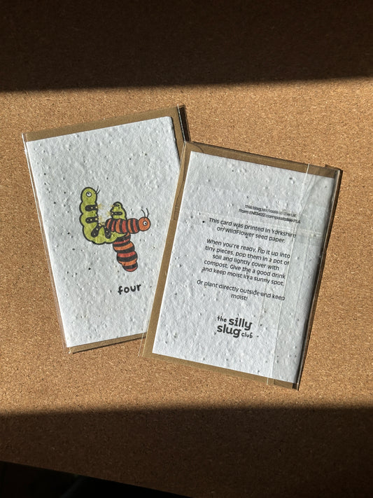 Cool Caterpillar 4th Birthday Card | wild flower paper