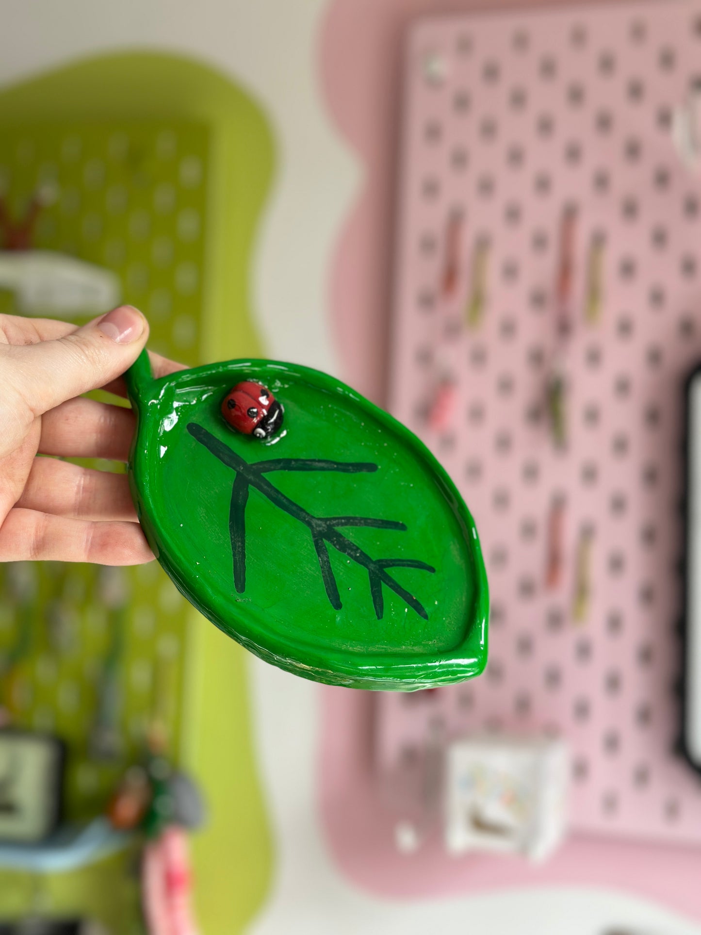 Ladybird Leaf Shaped Trinket Dish