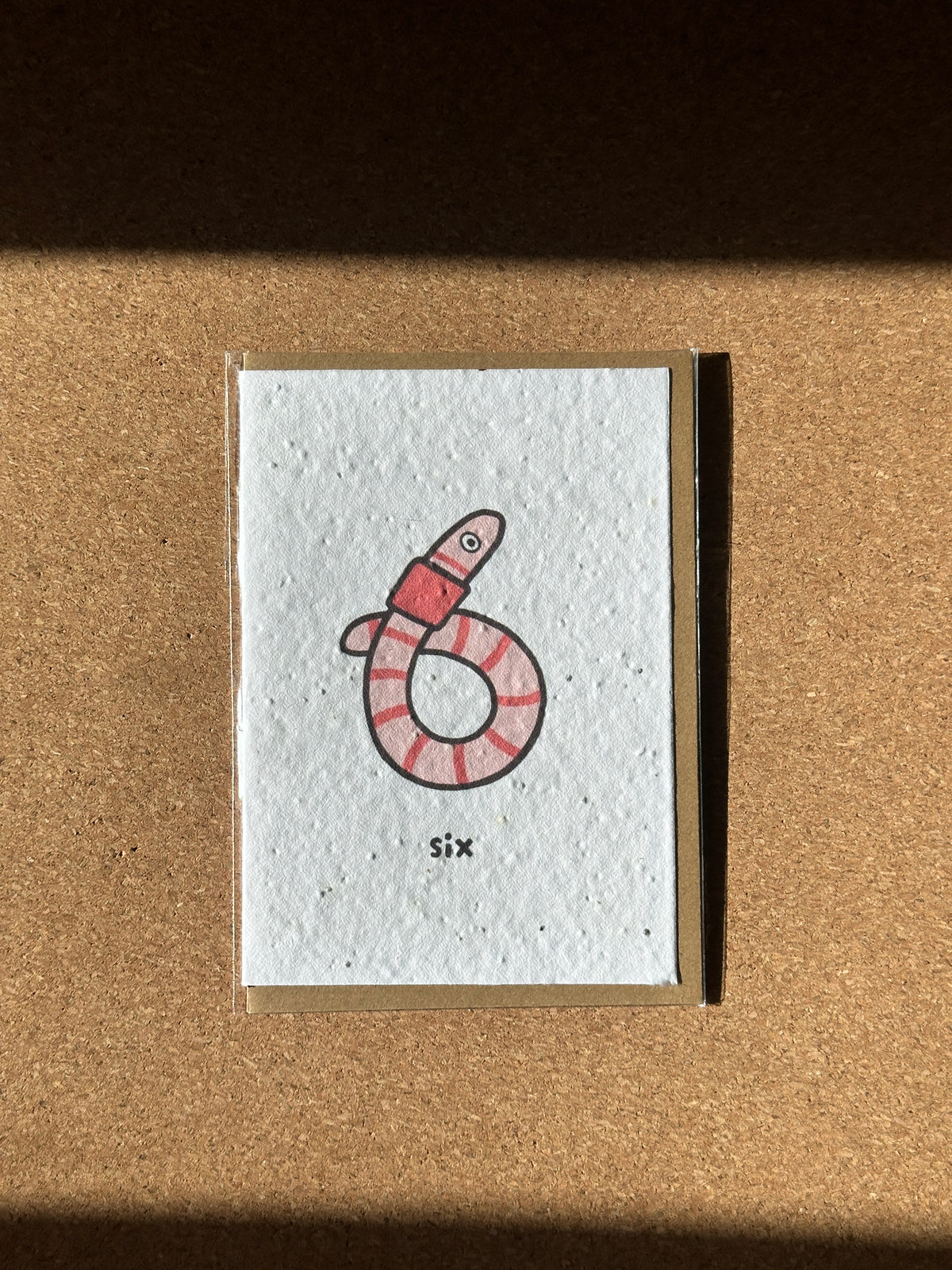 Wiggly Worm 6th Birthday Card | wild flower paper