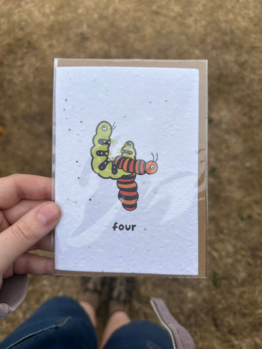 Cool Caterpillar 4th Birthday Card | wild flower paper